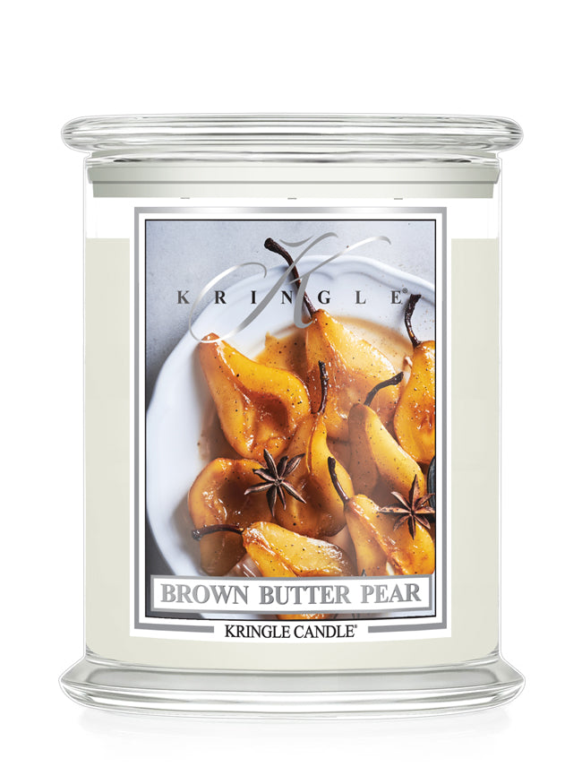 Brown Butter Pear Candle by Kringle Candle on a white background