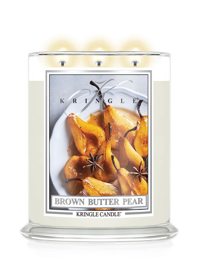 Brown Butter Pear Candle by Kringle Candle on a white background