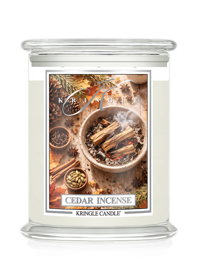 Cedar Incense Candle by Kringle Candle on a white background