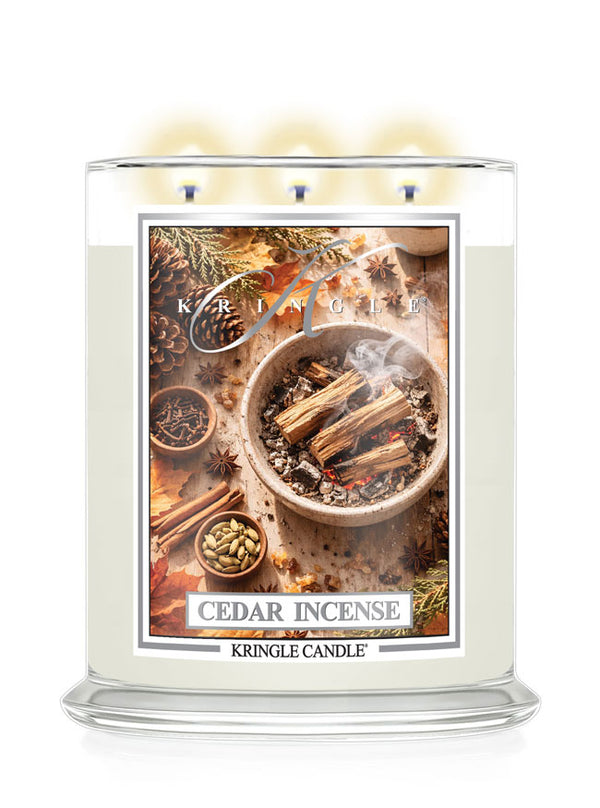 Cedar Incense Candle by Kringle Candle on a white background