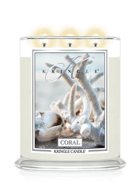 Kringle Candle with coral design on a white background