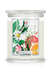 Kringle Candle with floral and fruit design on a white background