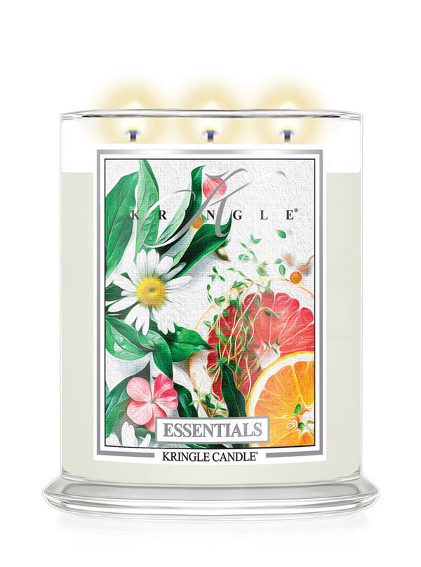 Kringle Candle with floral design on a white background