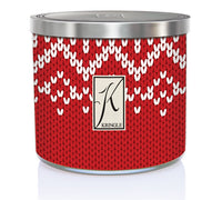 Cozy & Warm Scented 3-wick Candle with a red & white sweater-style label - Kringle Candle