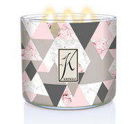 Rosé All Day lit Candle with geometric pattern and Kringle Candle logo on a white background