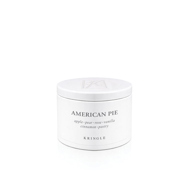 Kringle Candle small tin labeled 'American Pie' on a white background