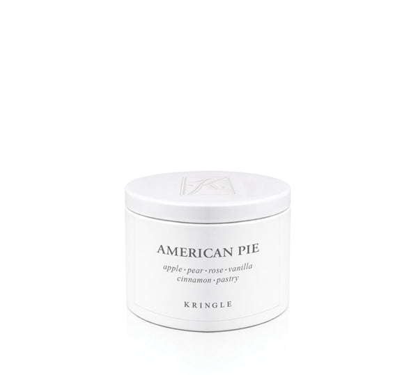 Kringle Candle small tin labeled 'American Pie' on a white background