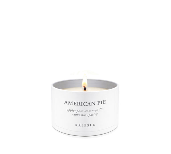 Kringle Candle Company 'American Pie' small candle tin on a white background