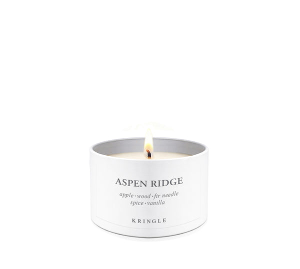 Kringle Candle labeled 'Aspen Ridge' on a white background