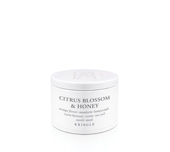 Kringle Candle jar labeled 'Citrus Blossom & Honey' on a white background