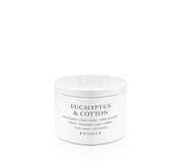 Kringle Candle tin labeled 'Eucalyptus & Cotton' on a white background