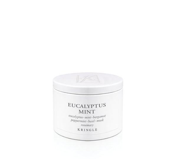 Eucalyptus Mint Mini Candle Tin by Kringle Candle on a white background