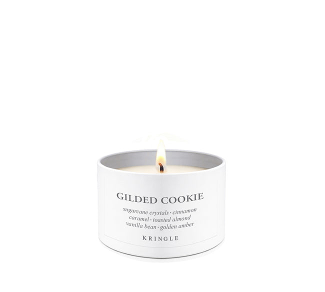 Gilded Cookie mini single wick candle tin on a white background.