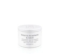 Kringle Candle jar labeled 'White Pumpkin & Sage' on a white background