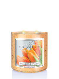 Kringle Candle with Tangerine Tulips design on a white background