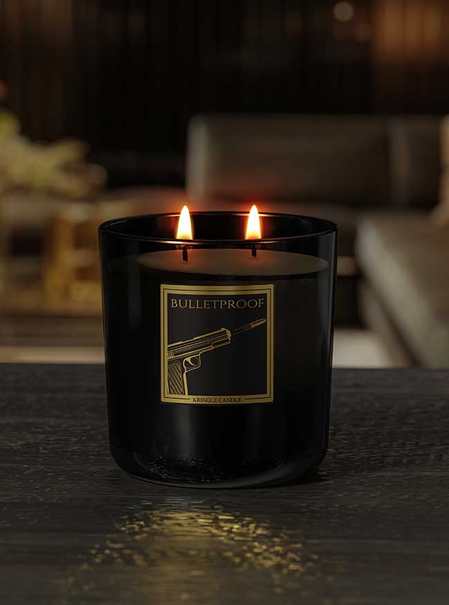 Bulletproof scented candle tumbler for Kringle Noir collection