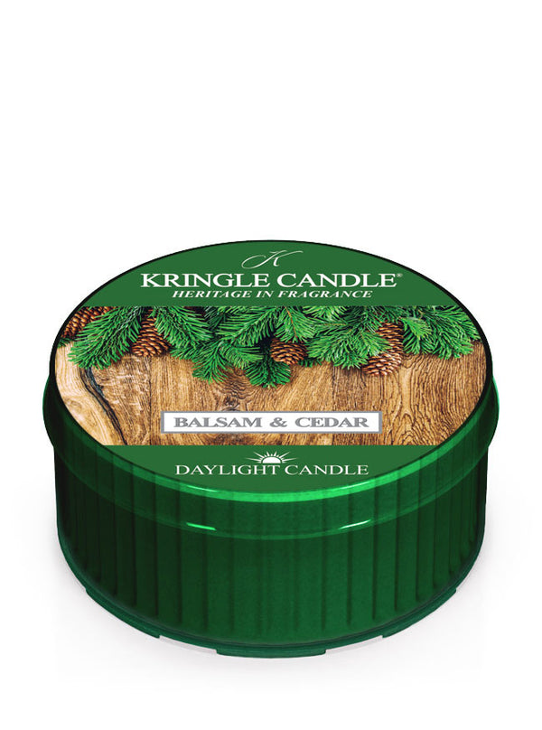 Kringle Candle Balsam & Cedar Daylight Candle on a white background