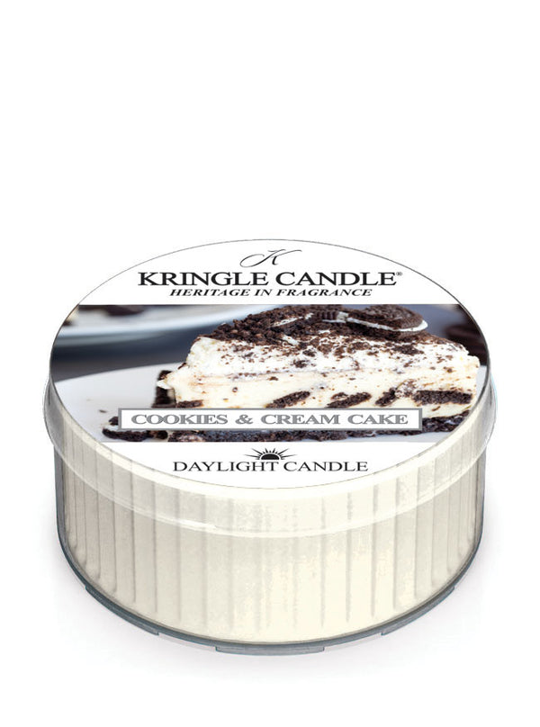 Kringle Candle Cookies & Cream Cake daylight candle on a white background