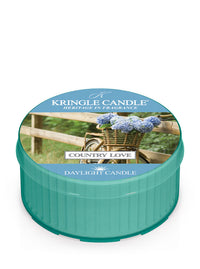 Kringle Candle Daylight Candle in Country Love scent packaging on a white background