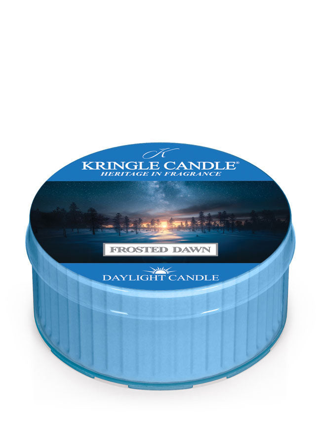 Kringle Candle Frosted Dawn daylight candle in Frosted Dawn on a white background