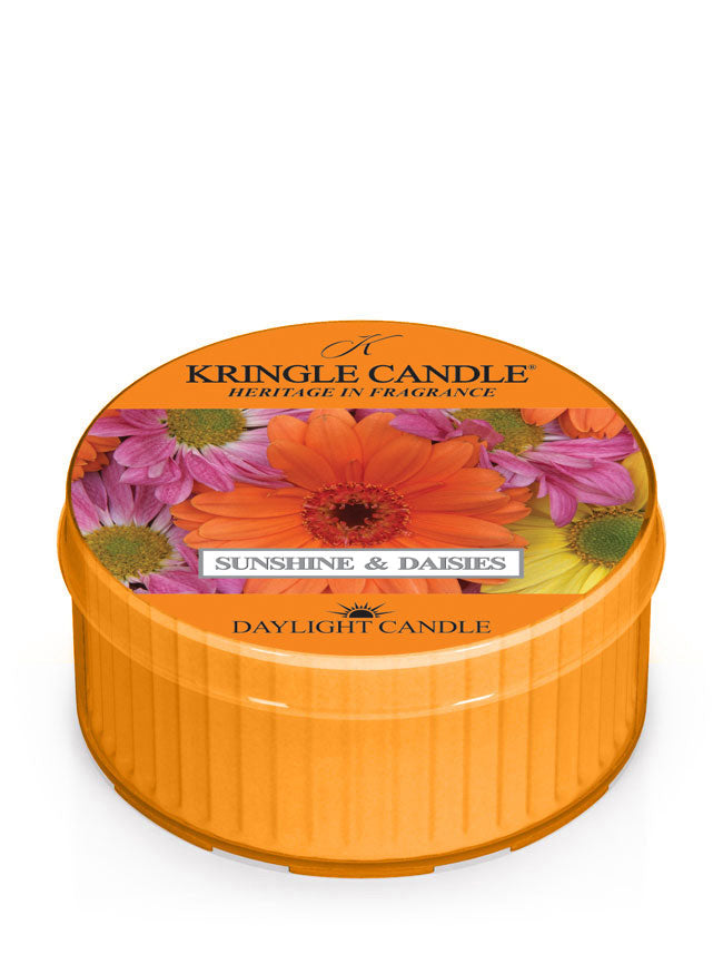 Kringle Candle Sunshine & Daisies daylight candle on a white background