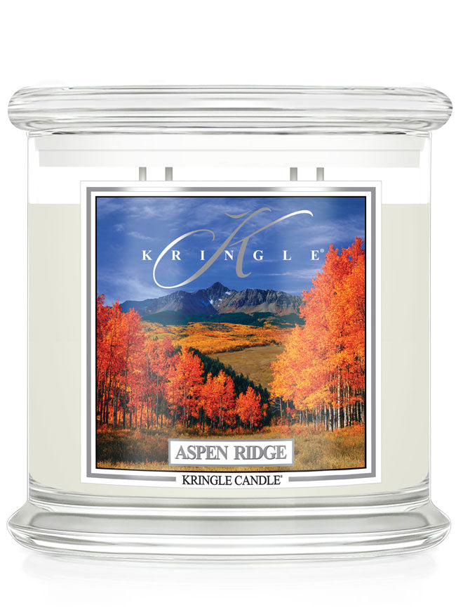Kringle Candle Aspen Ridge with autumn landscape design on a white background