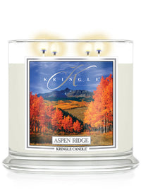 Kringle Candle with 'Aspen Ridge' design on a white background