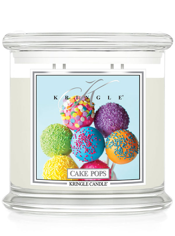 Kringle Candle Cake Pops scented candle with colorful cake pop design on a white background