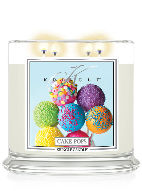 Kringle Candle Cake Pops scented candle with colorful cake pop design on a white background