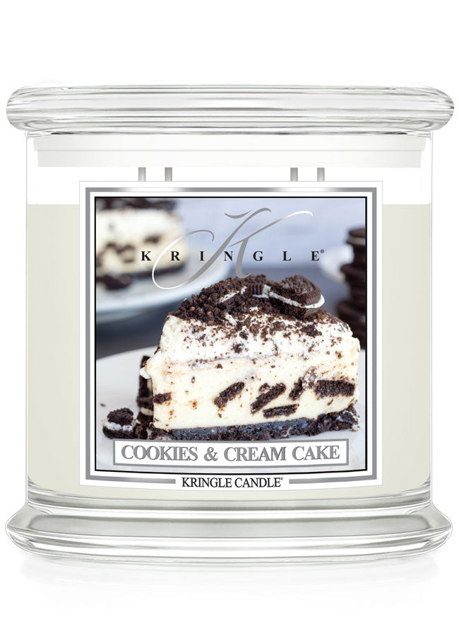 Kringle Candle with 'Cookies & Cream Cake' label on a white background