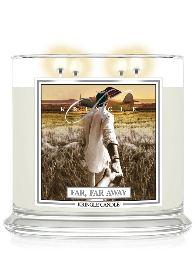 Kringle Candle Far Far Away Scented 4-wick lit candle