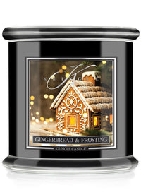Kringle Candle gingerbread and frosting candle with a gingerbread house design on the label.