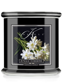 Kringle Candle jar with Jungle Tuberose design on a white background