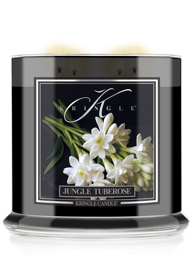 Kringle Candle with 'Jungle Tuberose' label on a white background