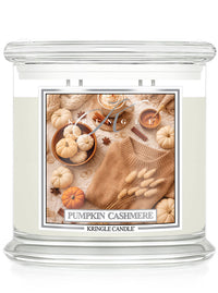 Kringle Candle Pumpkin Cashmere candle with a decorative label on a white background
