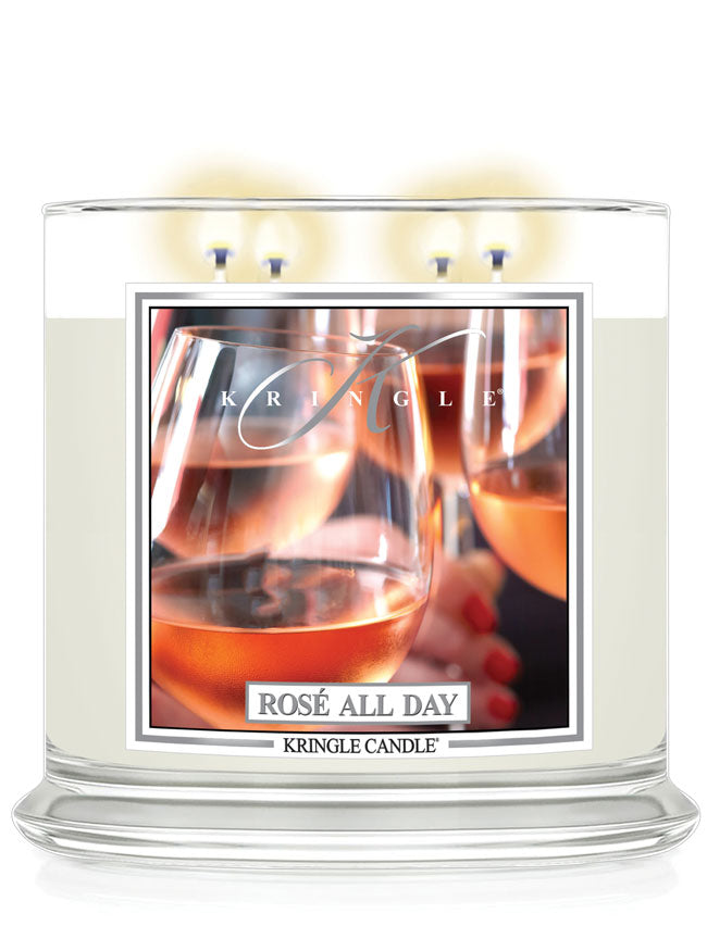 Rosé All Day Scented 4-wick lit candle by Kringle Candle