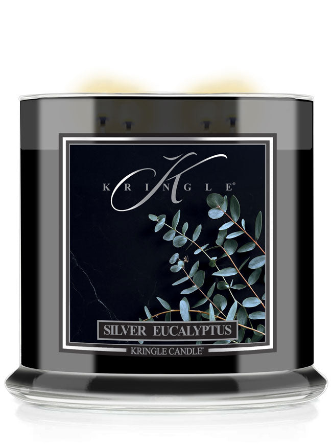 Kringle Candle with 'Silver Eucalyptus' label on a white background