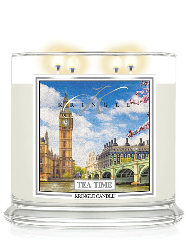 Tea Time Scented 4-wick lit candle by Kringle Candle