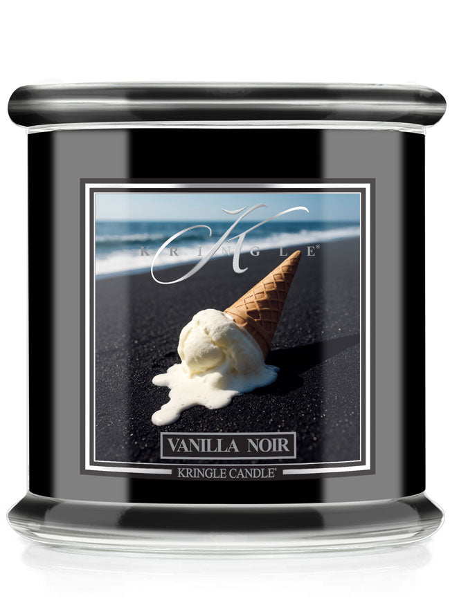 Kringle Candle in Vanilla Noir with an ice cream cone design on the packaging.