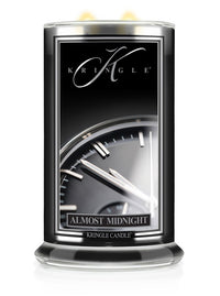 Kringle Candle with 'Almost Midnight' label on a white background