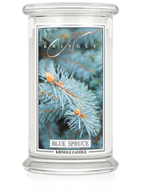 Kringle Candle with 'Blue Spruce' label on a white background