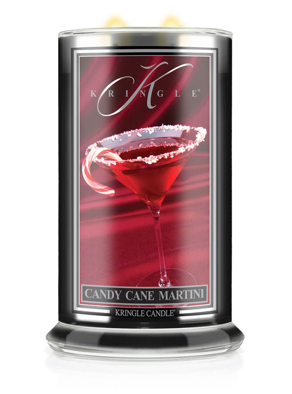 Kringle Candle with a design of a red martini glass on a white background