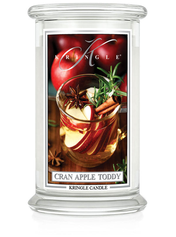 Kringle Candle with cran apple toddy design on a white background