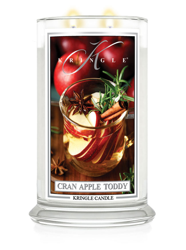 Kringle Candle with cran apple toddy design on a white background