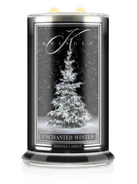 Kringle Candle with a snowy tree design on a white background