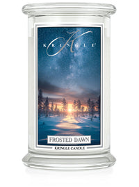 Kringle Candle with 'Frosted Dawn' design on a white background