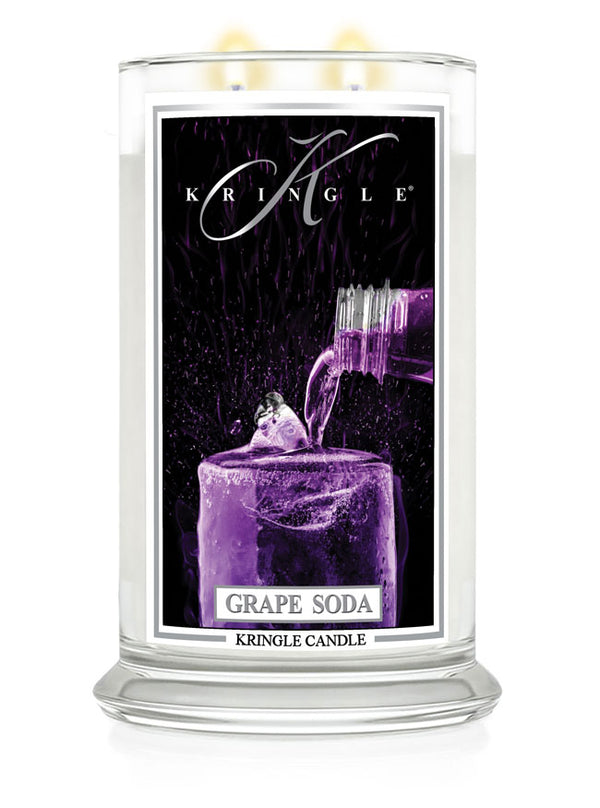 Kringle Candle grape soda scented candle on a white background