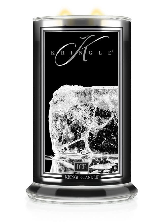 Kringle Candle with ice design on a black background