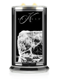 Kringle Candle with ice design on a black background
