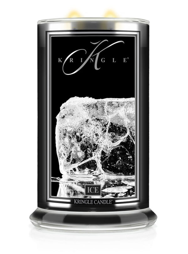 Kringle Candle with ice design on a black background